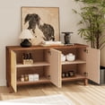 thumbnail image 3 of Llinc Store 4 Door Buffet Storage Cabinet, Carved Scatter Pattern Dining Sideboard, Combo Cabinet with Adjustable Shelves, Multifunctional Accent Cabinet Living Room Console Cabinet, Brown, 3 of 9
