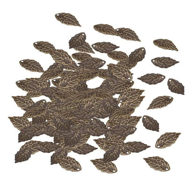 100 piezas/piezas de dijes en forma de hoja para hacer joyas, accesorios de moda de 18 x 10 mm Bronce antiguo