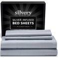 thumbnail image 1 of Juego de sábanas de cama con infusión de plata plateada, ultrasuave, gris completo, 1 of 9