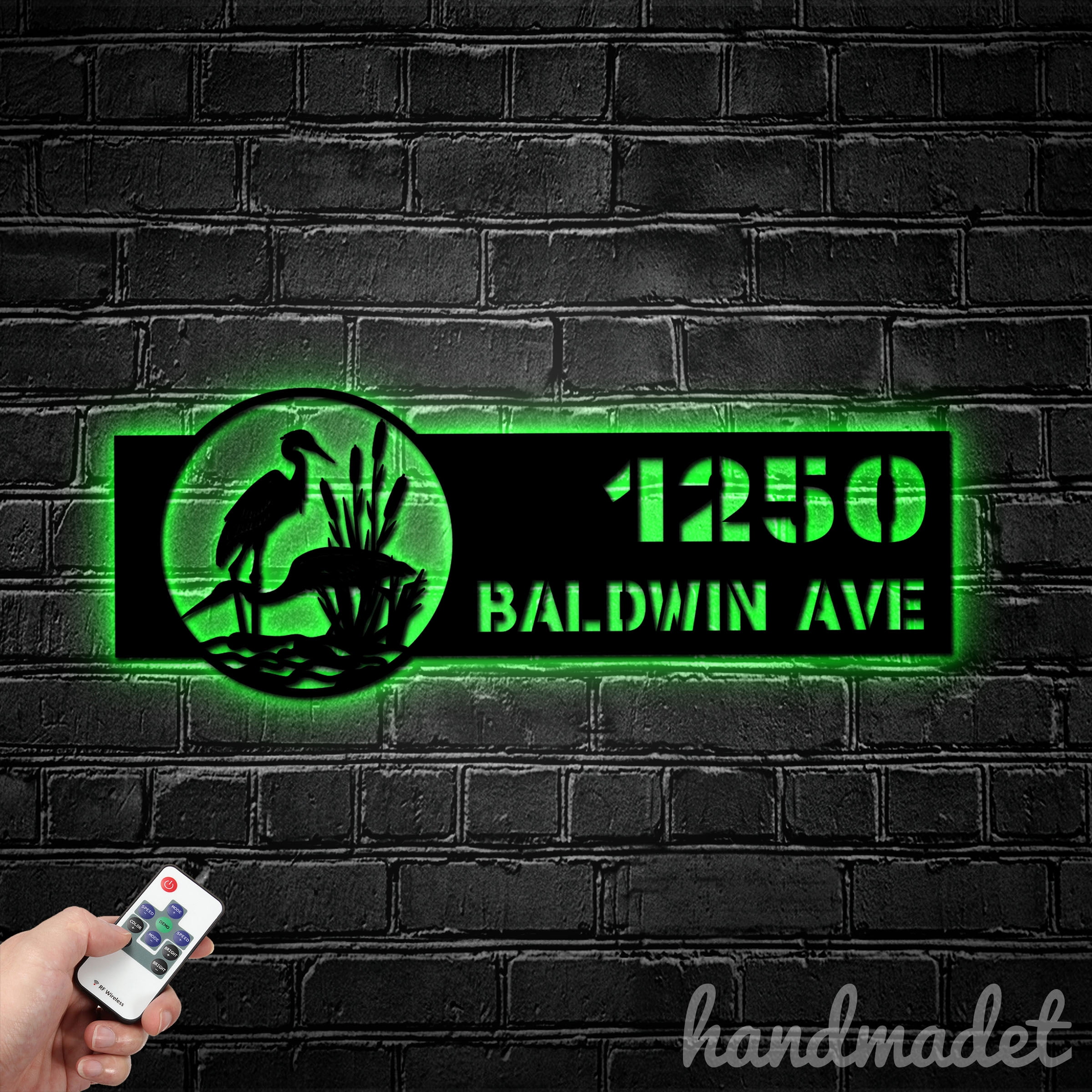 Handmadetneonsign River Scene Stork House Number, Stork Home Address Metal, House Address Sign 64651