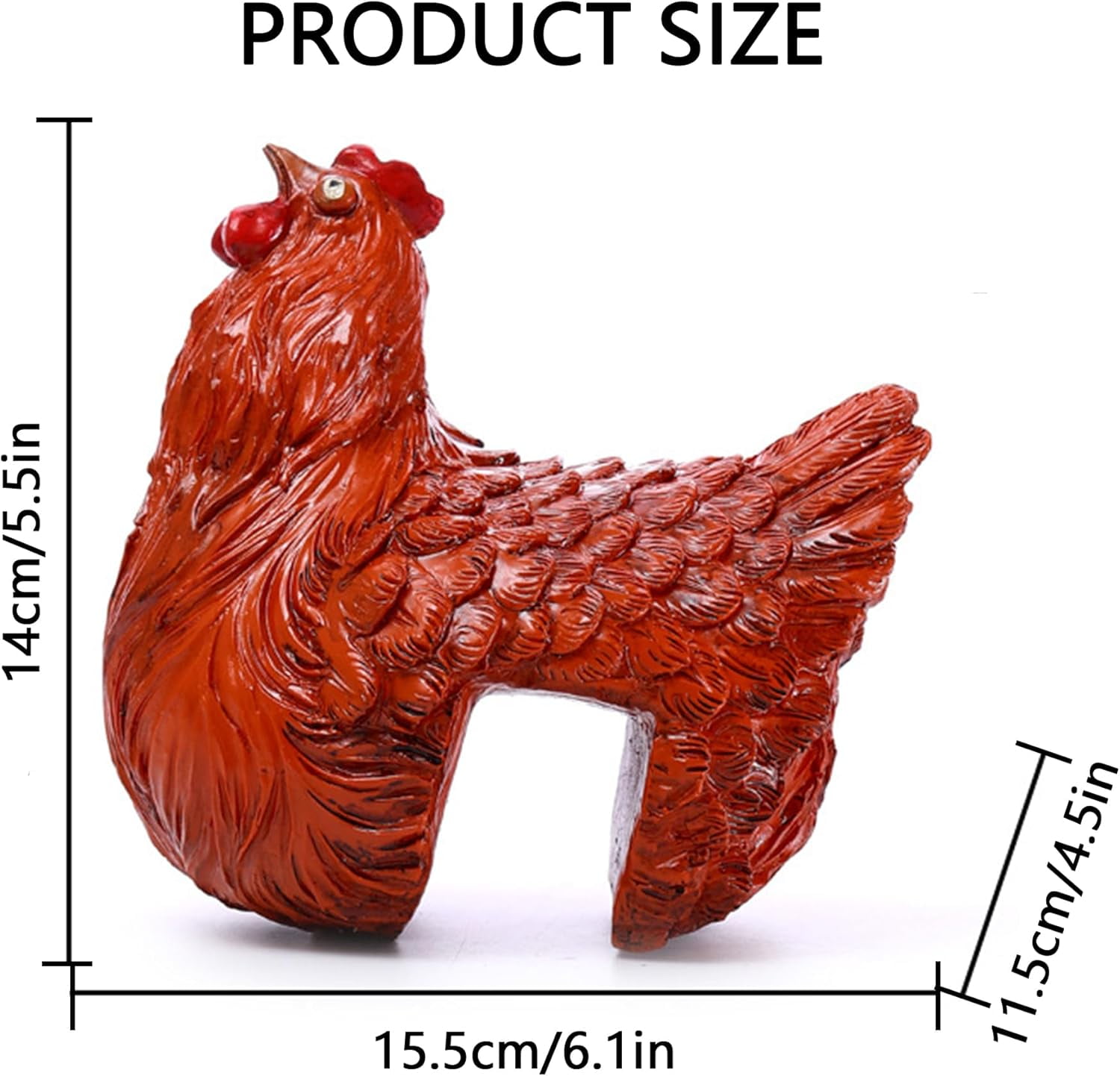 Chickens Statue Funny Yard Decor:Resin Chicken Figurines,Tree Fence Decorations Outdoor,Chicken Decorations for Garden,Farm,Patio,Backyard (Orange)