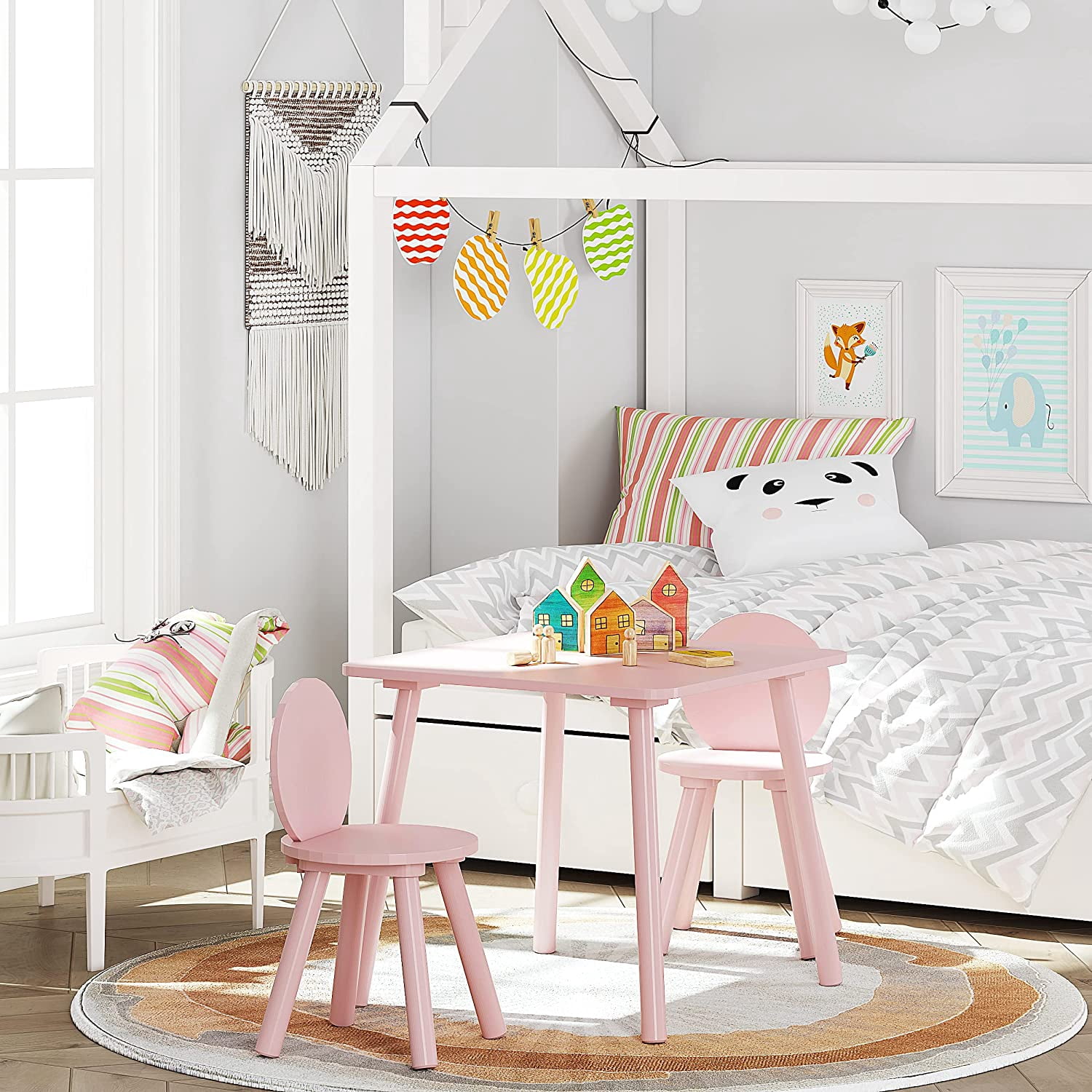 UTEX 2-in-1 Kids Table with 2 Chairs Set, Lotus