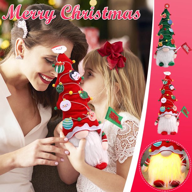 Fiudx Liquidación De Ahorros De Verano Muñeco De Gnomo Brillante Navideño, Muñeco Sin Rostro, Adorno De Juguete De Duende (Enviado Sin Batería)