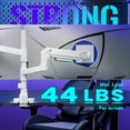 thumbnail image 3 of ARES WING Dual Monitor Arm Desk Mount for 17–49" Ultrawide Monitors, Heavy Duty Gas Spring Dual Monitor Mount Holds 44 lbs Each, Vertical Stacked, 75x75/100x100 VESA, White, 3 of 10