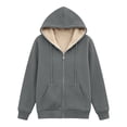 thumbnail image 5 of Lutiedan Womens Sherpa Fleece Jacket Zip up Thick Warm Hooded Jacket Long Sleeve Casual Fall Winter Coat with Pockets S-3XL, 5 of 6