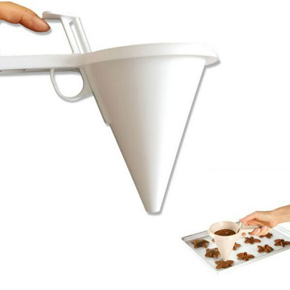Raindrops 2Pcs Handheld Funnel Cake Decorating Tool Plastic Icing Batter Pouring for Home Users