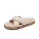 thumbnail image 1 of Sandalia DREAM PAIRS con Tiras Cruzadas, Punta Abierta, Plana, Beige y Blanca, Talla 9, 1 of 5