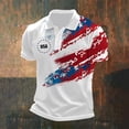 thumbnail image 2 of 250Th Anniversary USA Shirt Men's Short Sleeve Classic Tee Stars and Stripes Print Polo Shirt Independence Day Celebration Comfortable Everyday Wear Lightweight Breathable White L, 2 of 4