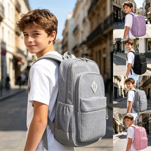 jiaxiM School Backpacks for Ages 6th 7th 10th 12th - Soft Breathable Mesh Ventilated Strap School Bag for Middle Elementary, High School, University, Park, Travel, Campus Daily Use