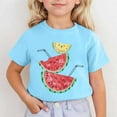 thumbnail image 2 of Short Sleeve Shirts for Girls Summer Shirts Cute Tops Cartoon Cute Tops Graphic Tee Shirt Painting T Shirt Fashion Shirts #Sky Blue(10-11 Years), 2 of 4