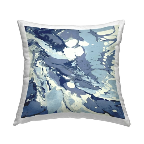 Stupell Industries Modern Blue Marbled Shapes Printed Throw Pillow Design by Danielle Carson