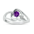 thumbnail image 1 of 10k White Gold Round Amethyst And Diamond Heart Ring, 1 of 6