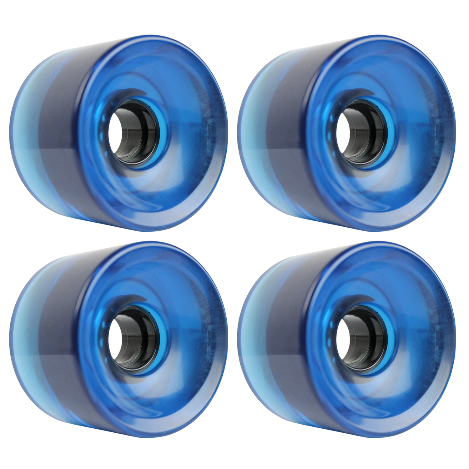 LONGBOARD CRUISER WHEELS SET 70mm x 51.5mm 83A 647C Blue Clear