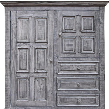 HomeRoots 55" Gray Solid Wood Three Drawer Gentlemans Chest
