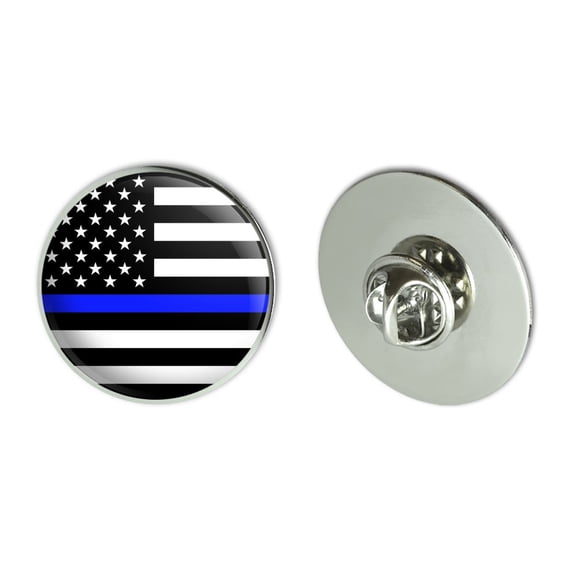 Thin Blue Line American Flag Metal 1.1" Tie Tack Hat Lapel Pin Pinback