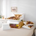thumbnail image 6 of jejeloiu Brown Highland Cattle 7-Piece Twin Bedding Sets For Kids,Countryside Flowers Rustic Farmhouse Theme Bedding Comforter Set For Girls,Reversible, 6 of 7