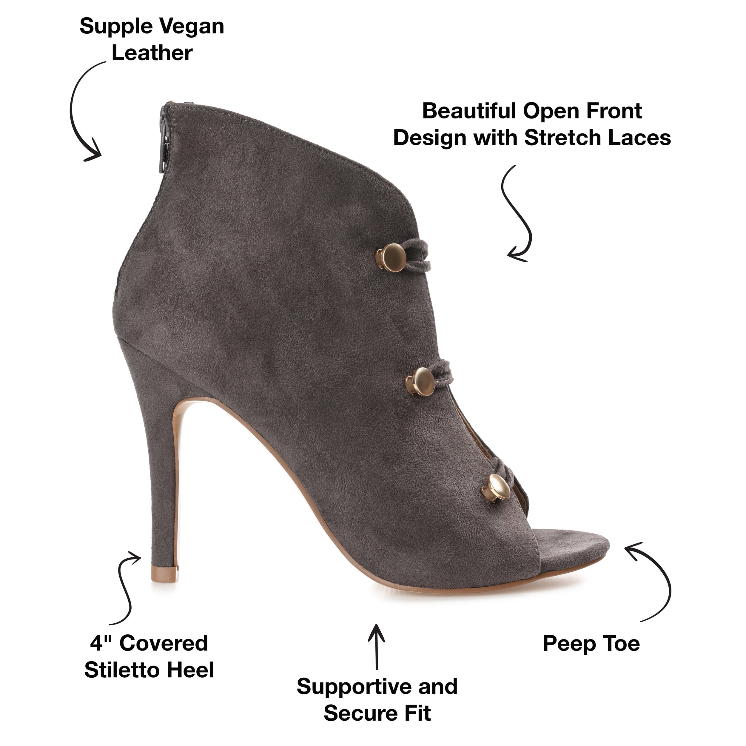 Journee Collection Womens Brecklin Back Heel Zip Open Toe Stiletto Booties
