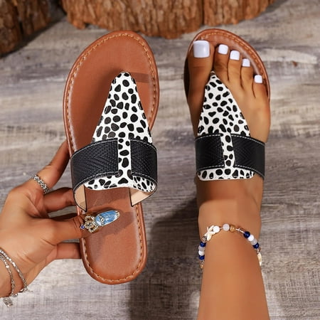 

bvgfsahne Sandals For Women Ladies Flip Flops Flat Sandals Buckle Rome Shoes Colorblock Flat Thong Sandals