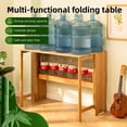 thumbnail image 6 of GDF Studio 33" Bamboo Folding Desk, Space-Saving Foldable Computer Table with Integrated Storage Shelves, Walnut, 6 of 11