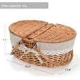thumbnail image 2 of Wicker Picnic Basket with Removable Liner Empty Picnic Baskets with Lid, Picnic Hamper with Foldable Handles for Picnic 2,Flowers, 2 of 15