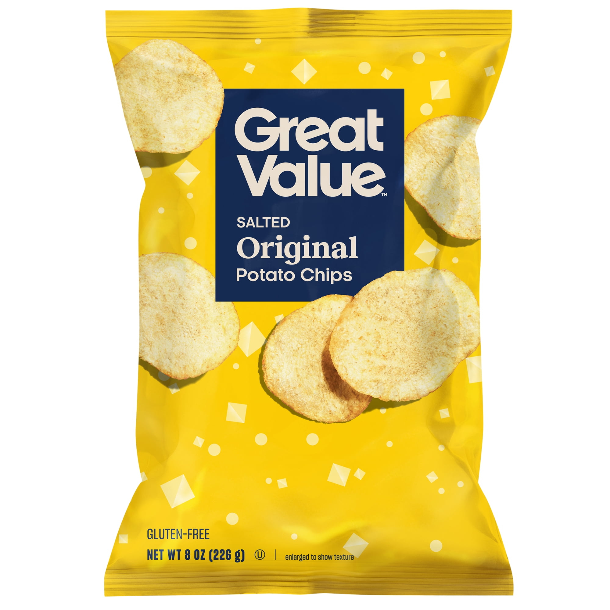 Great Value Salted Original Crunchy Potato Chips, 8 oz
