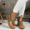 thumbnail image 3 of GUOBIOZIY Sandals for Women Arch Support Slip On Flip Flops Casual Comfortable Wedge Sandals Vintage Flip Flops(Brown,7), 3 of 6