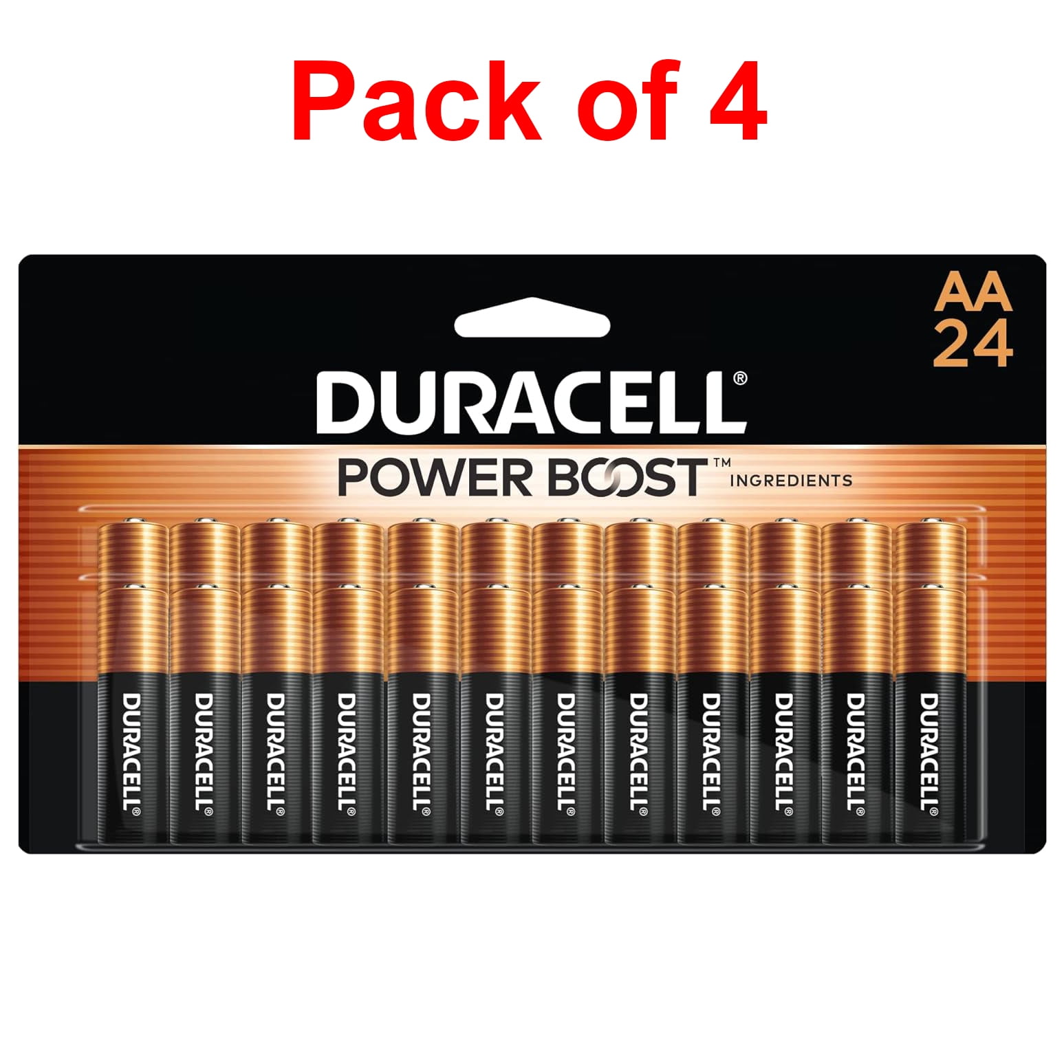 Duracell Coppertop AA Batteries with Power Boost Ingredients & Long-lasting Power - For Toys, Remote Controls, Torch, Calculator, Clocks, Radios, Wireless & Keyboards - 24 Batteries/pack - Pack of 4