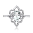 thumbnail image 2 of 18K White Gold Pear Shape Created Aquamarine Cubic Zirconia Hollow Flower Engagement Ring, 2 of 5