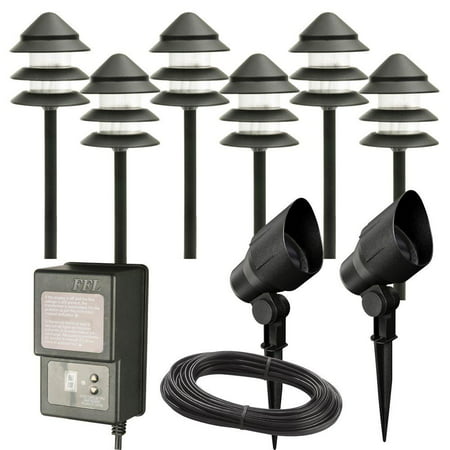 UPC 627442083288 product image for Low-Voltage Black Outdoor Halogen Landscape Path Light and Flood Light Kit with  | upcitemdb.com
