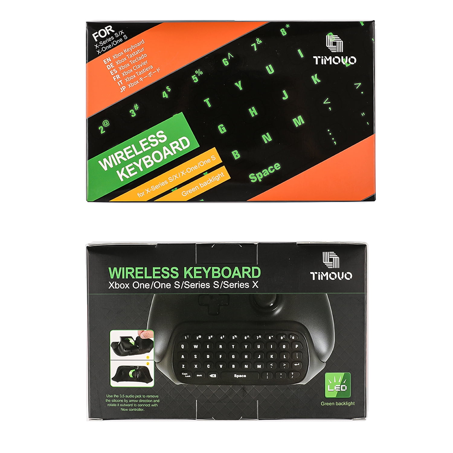 TiMOVO Wireless Keyboard Compatible with Xbox One / Elite, Xbox Series X/S  Controller with Headset Audio Jack, 2.4G Receiver Included, Black