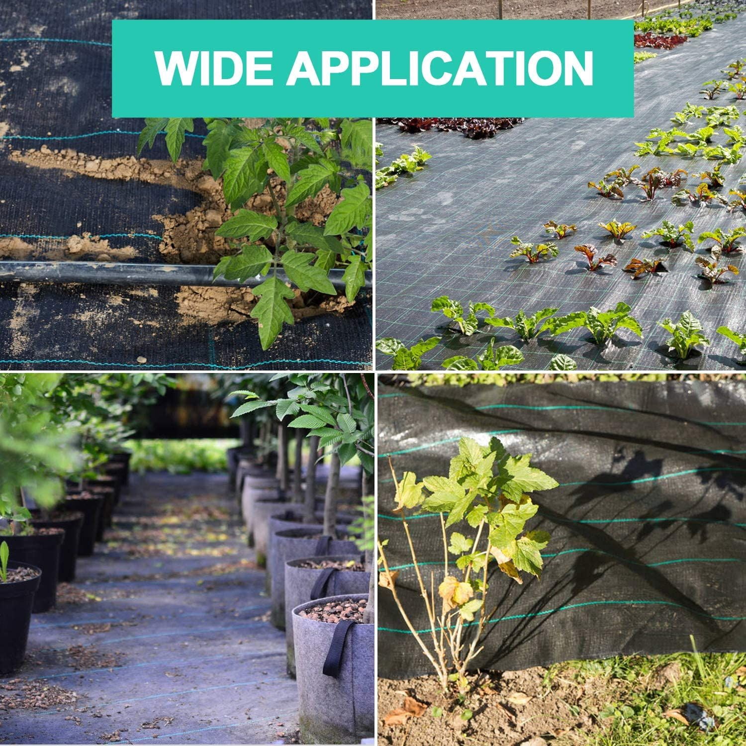 Landscape Weed Barrier PP Woven Garden Mat with 6-Pins for Raised Bed Soil Erosion Control, 6 ft. x 16 ft.