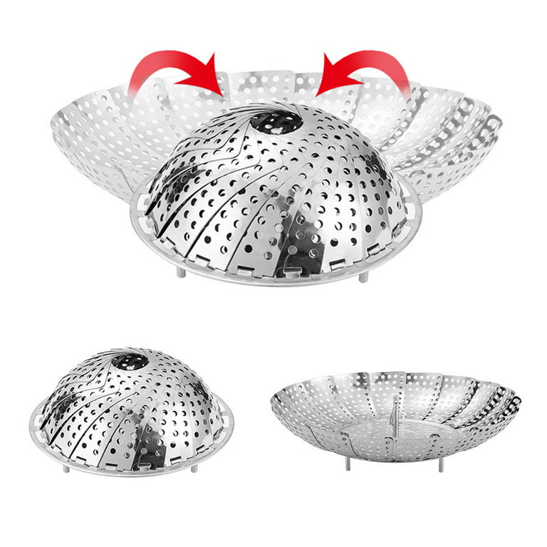 Stainless Steel Lotus Steaming Tray Vegetable Steaming Rack Folding Food  Steamer Net Basket Steamer Scalable Kitchen Gadgets
