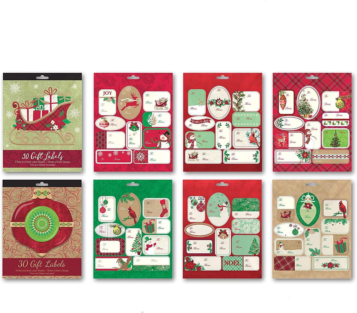 BTHERE 60ct Christmas Holiday SelfAdhesive Stickon Gift Tags, Foil