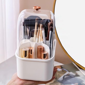 Qaoliffa 360-Degree Rotating Organizer - Makeup Brush Holder, Toothbrush Caddy, Pen Stand For Vanity & Bathroom