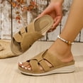 thumbnail image 2 of LOVZFMLL Women's Wedge Sandals Casual Slip On Open Toe Comfort Walking Clogs with Arch Support Summer Beach Vacation Shoes Brown 7.5, 2 of 6