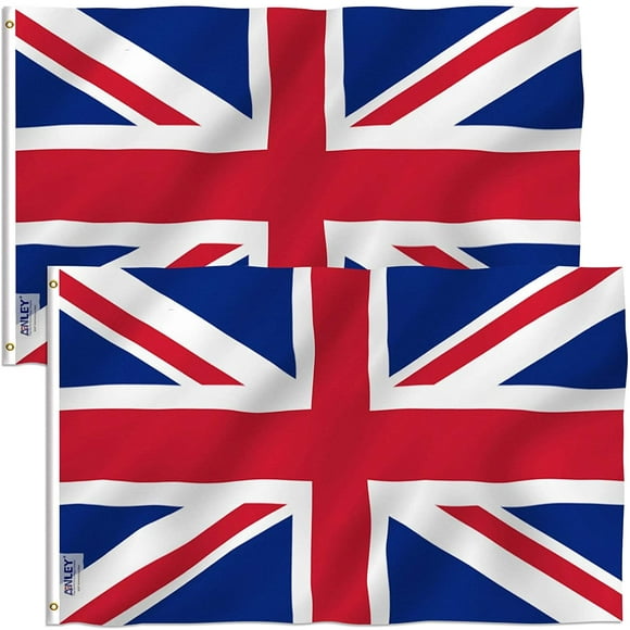 ANLEY Lot de 2 Fly Breeze Drapeau du Royaume-Uni UK 3x5 Foot - Drapeaux Nationaux Britanniques Polyester