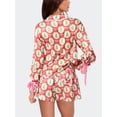thumbnail image 4 of Pijamas navideños 2025 para mujer, pajarita, camisa de manga larga, pantalones cortos, satén de seda, divertido conjunto de pijama de 2 piezas con gráficos, ropa de dormir, 4 of 5