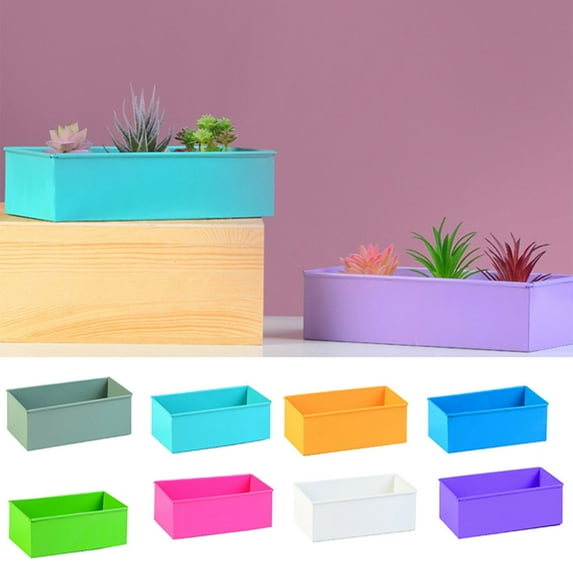 Cheers.US Modern Rectangle Planter Box - Metal Planter Ideal as a Long Succulent Planter, Rectangular Planter Box for Table or Window Sill Planters Indoor, Trough Planter