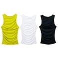 thumbnail image 2 of European and American Summer New Fashion Versatile Round Neck Sleeveless Slim Pleated Sleeveless Inner Vest Women-White-L, 2 of 5