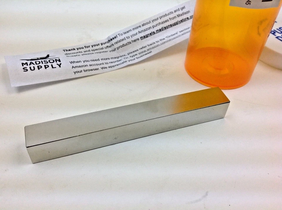 CIRCLE- Madison Supply, Heavy Duty, 75Lb, Neodymium Magnet Bar 4 X 1/2 X 1/2, Grade 45