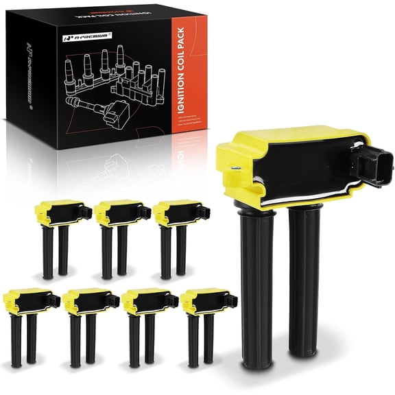 A-Premium (Yellow) Engine Ignition Coil Pack Compatible with Ram 1500 2500 3500 & Jeep Grand Cherokee, Wrangler, Commander & Dodge Ram 1500, Charger, Durango, Challenger, Magnum & Chrysler 300, Aspen