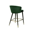 thumbnail image 2 of Maykoosh City Sleek Modern, Contemporary Velvet Upholstered Counter Height Stool with Channel Tufting and Gold Tipped, Black Metal Legs, Grey, 20" W x 21" D x 36.5" H-Color:Green, 2 of 7