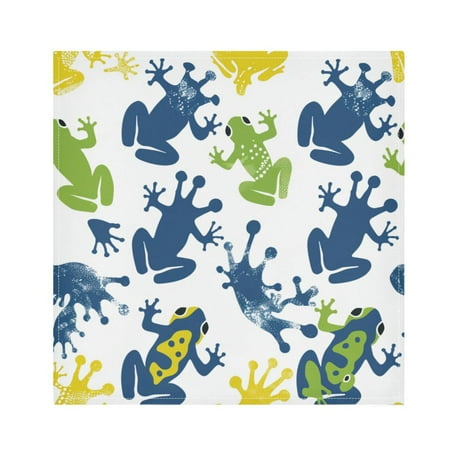 

JSTEL Frog Foot Print Cloth Napkins Set of 1 20x20 Inch Washable and Reusable Napkin for Decoupage Dinner Party Everyday Use