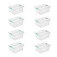 thumbnail image 1 of Sterilite Deep Clear Plastic Storage Bin with Clear Lid Aqua Latch, 8 Pack, 1 of 10