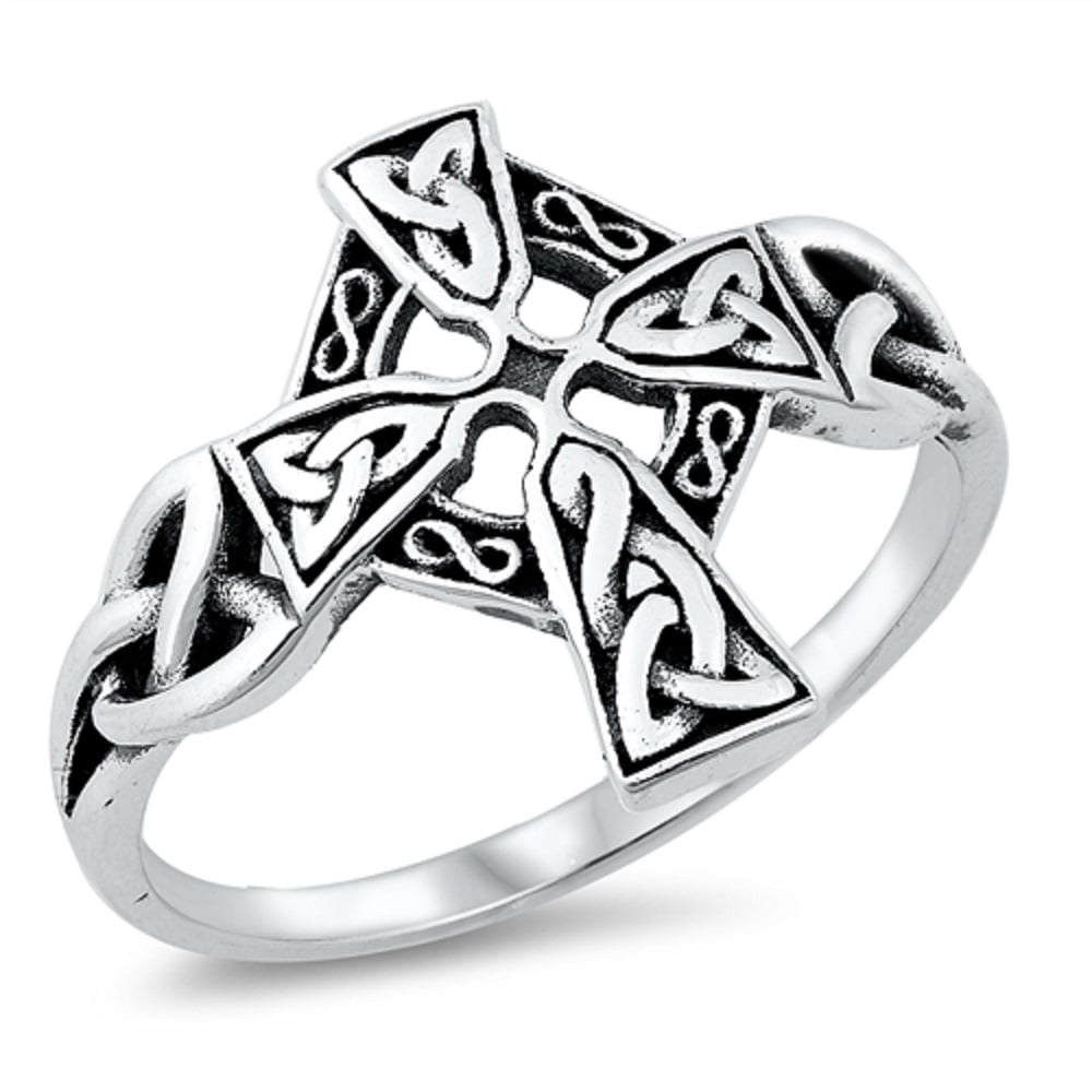 Literatuur agitatie Tegenstander Sterling Silver Celtic Cross Ring Size 5 - Walmart.com