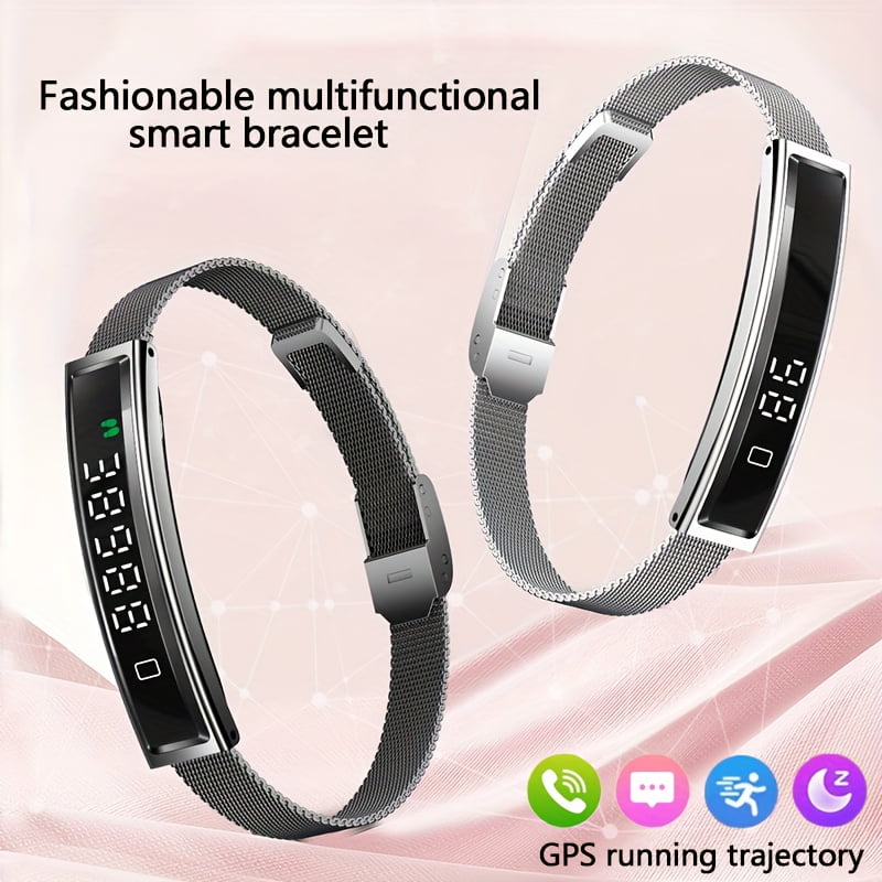 Smart Bracelet with HD Touch Screen, Zinc Alloy Case, Sports Tracker & Step Counter - Multifunctional Fitness Watch, Compatible with Iphone/ Android, USB Rechargeable Battery, Smart Notifications
