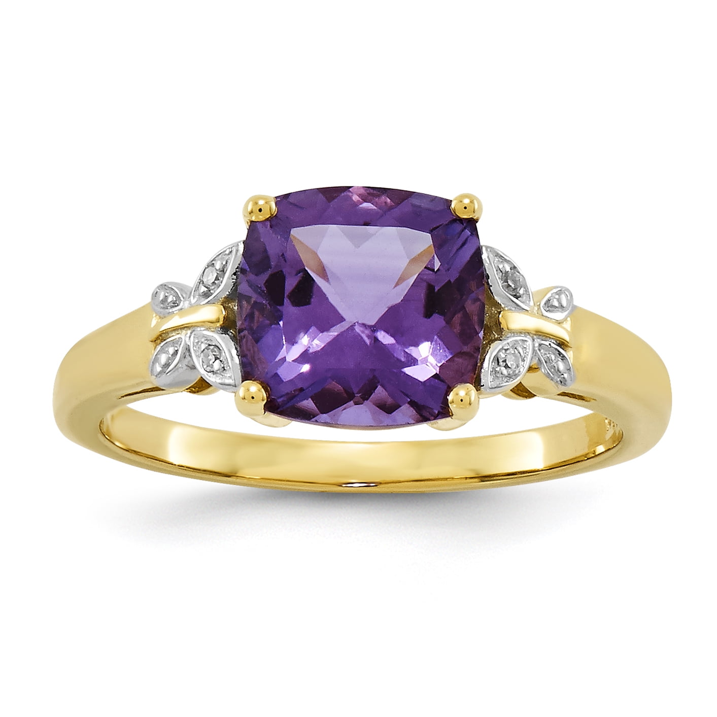 14k Diamond and Amethyst Square Ring by Jewelrypot