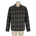 thumbnail image 6 of YFNNUP Men's Cotton Linen Plaid Shirts Long Sleeve Button Down Shirts Turndown Collar Pocket Work Shirts Loose Hiking Coat, 6 of 6