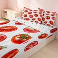thumbnail image 3 of Erosebridal Cute Tomato Zipper Queen Comforter Set with Fitted Sheet and 2 Pillowcases for Girls, Cartoon Vegetable Zipper Bedding Set, Polka Dots Reversible, 3 of 7