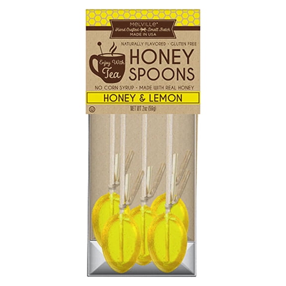Melville Candy Hard Candy Lemon Honey Spoons Lollipop On Wooden Ball Sticks, 5 Count Bag